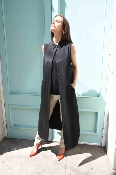 Sleeveless Silk Tunic Tops The Eight Senses® Black L 