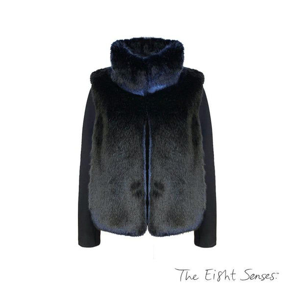 Color Collar Faux-Fur Jacket Jackets The Eight Senses® 