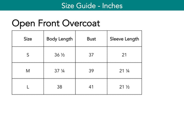 Open Front Overcoat Jackets The Eight Senses® 