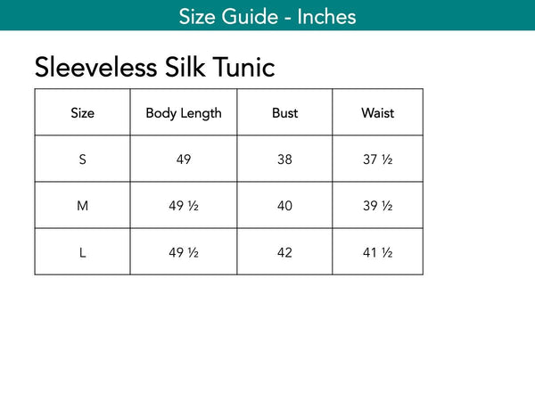Sleeveless Silk Tunic Tops The Eight Senses® 
